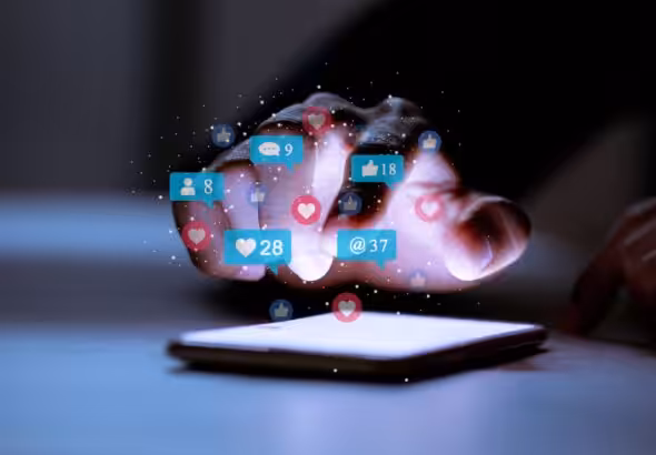 A person interacting with social media content. File photo.