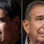 This combination of file pictures created on July 18, 2024, shows Venezuela's President Nicolas Maduro during an event at the Miraflores Presidential Palace in Caracas on February 20, 2024, and Venezuelan far-right opposition former presidential candidate Edmundo Gonzalez Urrutia attending a meeting with health workers in Caracas on June 18, 2024. Photo: Federico Parra/AFP.