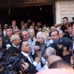 Palestinian Authority president Mahmoud Abbas arrives at Jenin refugee camp on July 12, 2023, in the wake of the most wide-ranging "Israeli" military invasion of the camp since the Second Intifada. Photo: Thaer Ganaim/APA Images