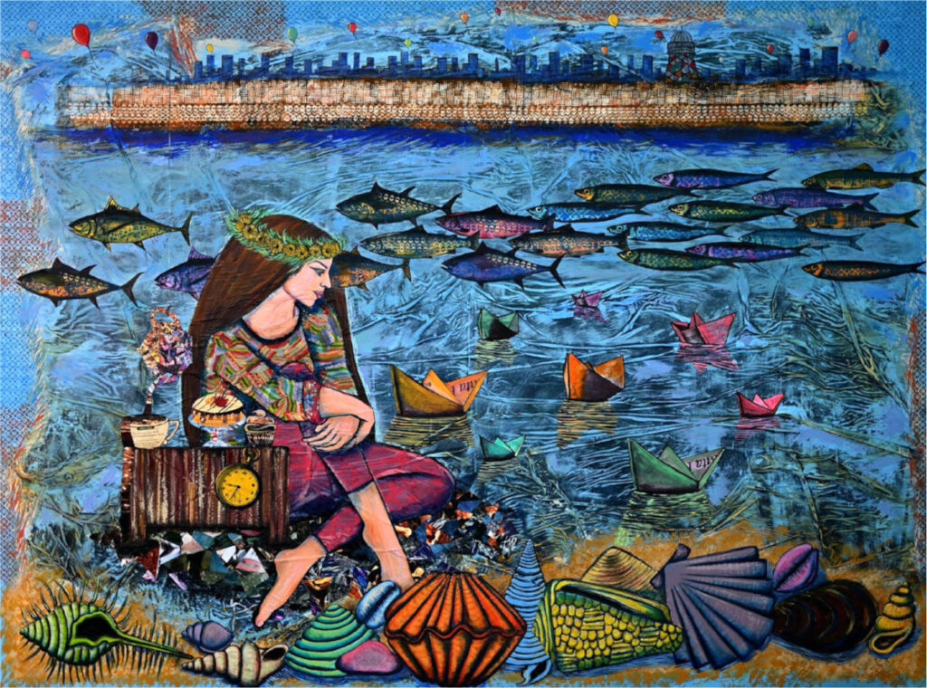 Alice in Palestine (2021), painting by Maysa Yousef, Palestinian artist from Gaza.