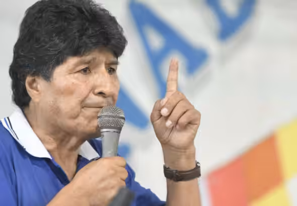 Former president of Bolivia, Evo Morales, speaks at a meeting of social movements. Photo: EFE.