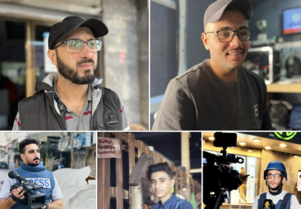 Five journalists from Al-Quds Today channel were killed in an Israeli airstrike in Nuseirat. Photo: The Palestine Chronicle/via social media.