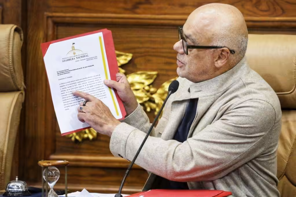 National Assembly President Jorge Rodríguez at a meeting for the Delegated Commission on Monday, December 23. Photo: Wilmer Errades/Últimas Noticias.