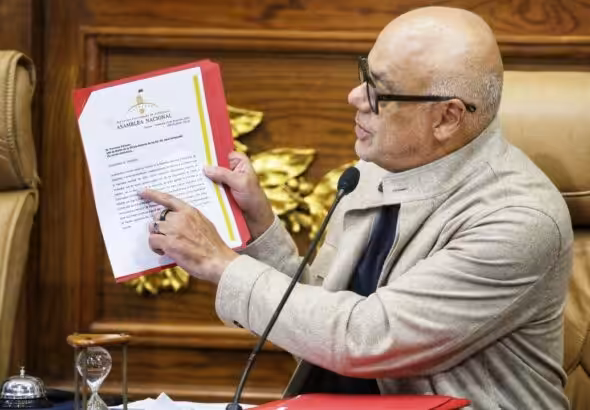 National Assembly President Jorge Rodríguez at a meeting for the Delegated Commission on Monday, December 23. Photo: Wilmer Errades/Últimas Noticias.