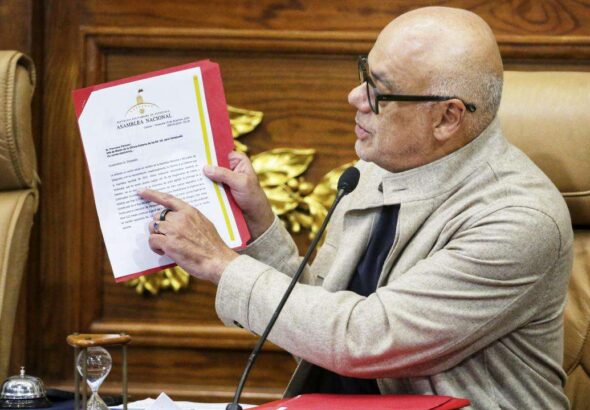 National Assembly President Jorge Rodríguez at a meeting for the Delegated Commission on Monday, December 23. Photo: Wilmer Errades/Últimas Noticias.