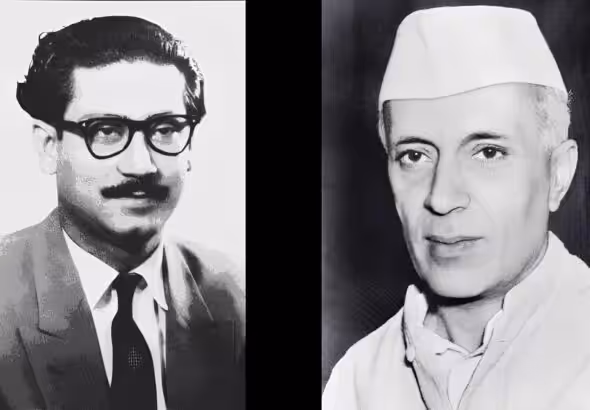 Sheikh Mujibur Rahman (left) and Jawaharlal Nehru (right), independence leaders of Bangladesh and India respectively. File photo.