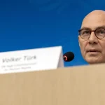 United Nations High Commissioner for Human Rights Volker Türk during a press conference in Geneva. Photo: Salvatore di Nolfi/EFE.