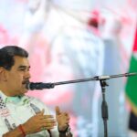 The president of Venezuela, Nicolás Maduro, speaks at the International Conference in Solidarity with Palestine, held in Caracas, Venezuela, on November 29, 2024.