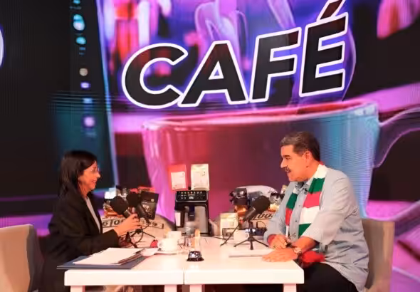 Venezuelan Vice President Delcy Rodríguez in conversation with President Nicolás Maduro on his program Maduro Live De Repente, December 26, 2024. Photo: Presidential Press.