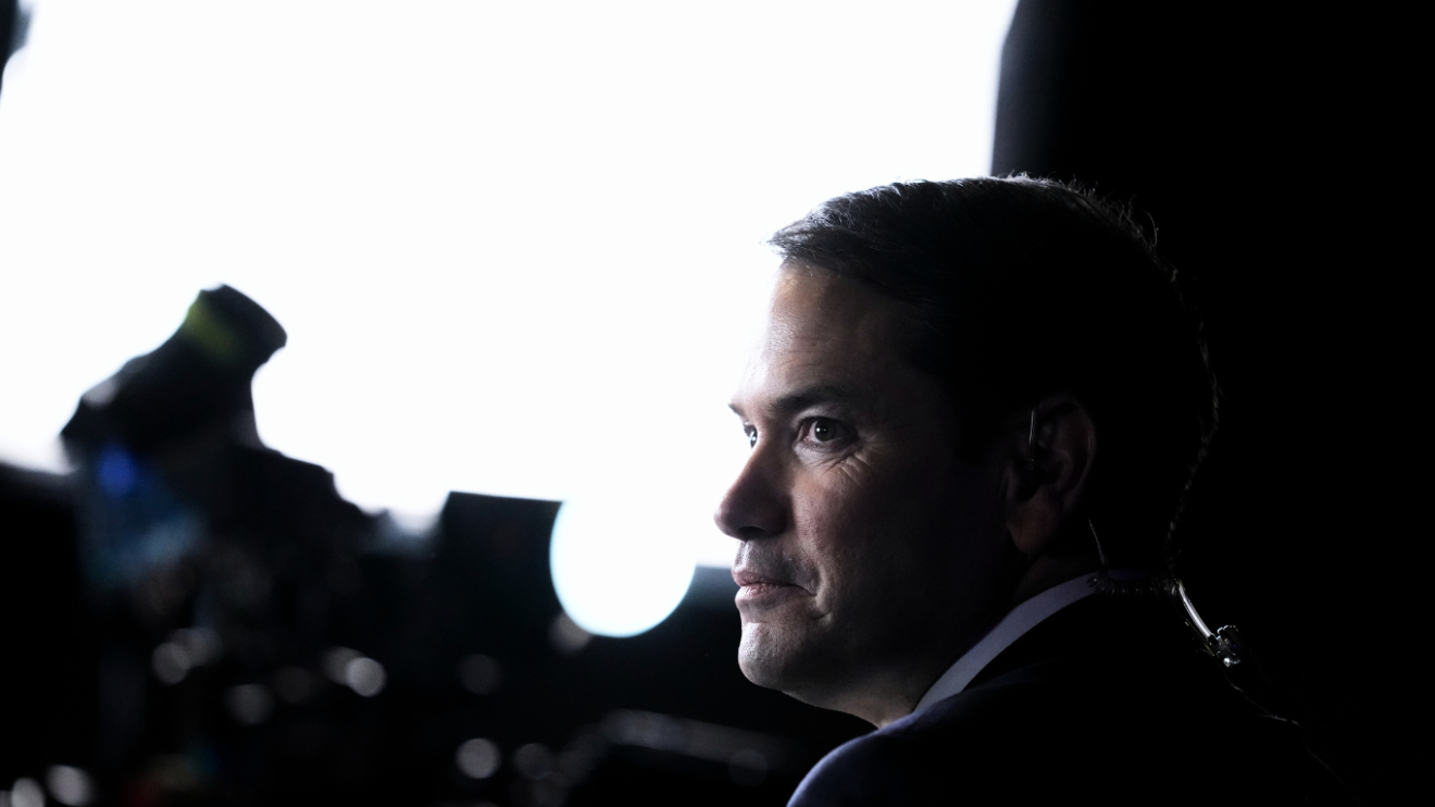 Sen. Marco Rubio, R-Fla., talks to reporters at an election night watch party for Donald Trump, Nov. 5, 2024, in West Palm Beach, Fla. Photo: Alex Brandon/AP.