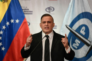 The attorney general of Venezuela, Tarek William Saab, at a press conference. Photo: Bloomberg.