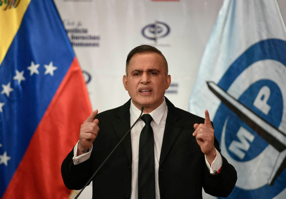 The attorney general of Venezuela, Tarek William Saab, at a press conference. Photo: Bloomberg.