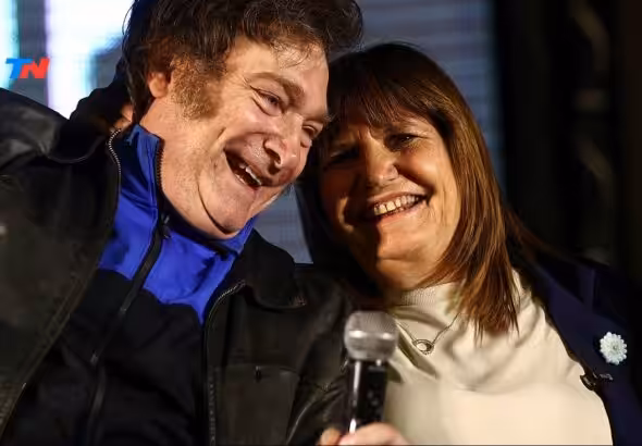 Far-right Argentinian President Javier Milei and his Security Minister Patricia Bullrich, during a presidential campaign rally in 2023. Photo: Matias Baglietto/Reuters/File photo.