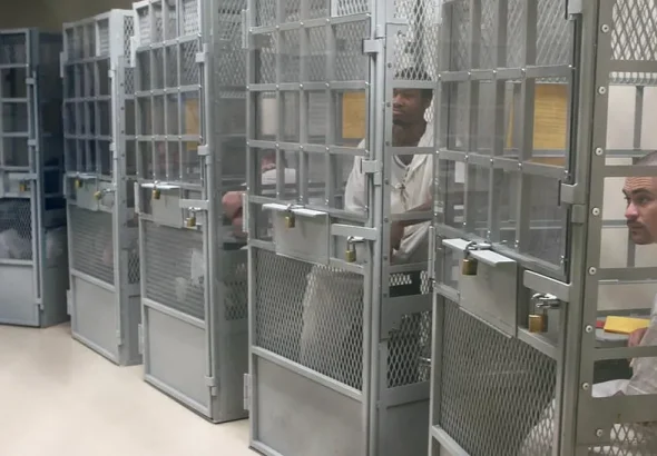 Group therapy in San Quentin prison, June 8, 2012. Photo: Lucy Nicholson/Reuters.