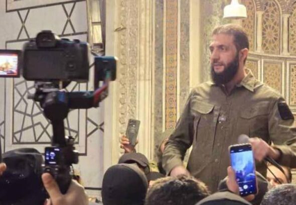Hayat Tahrir al-Sham (HTS) leader Ahmed al-Sharaa "Al-Julani" makes his first statement after the fall of President Bashar al-Assad's government. Photo: Al Arabiya.