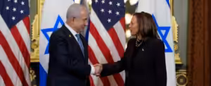 Kamala Harris, Vice President of the United States (right) and Benjamin Netanyahu, Prime Minister of Israel (left). Photo: Black Agenda Report/File photo.