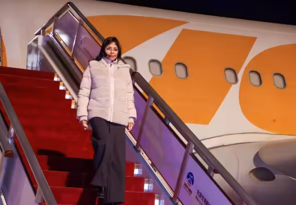Venezuelan Vice President Delcy Rodríguez arriving in Beijing, China, for an official visit, on Wednesday, December 4, 2024. Photo: La Radio del Sur.