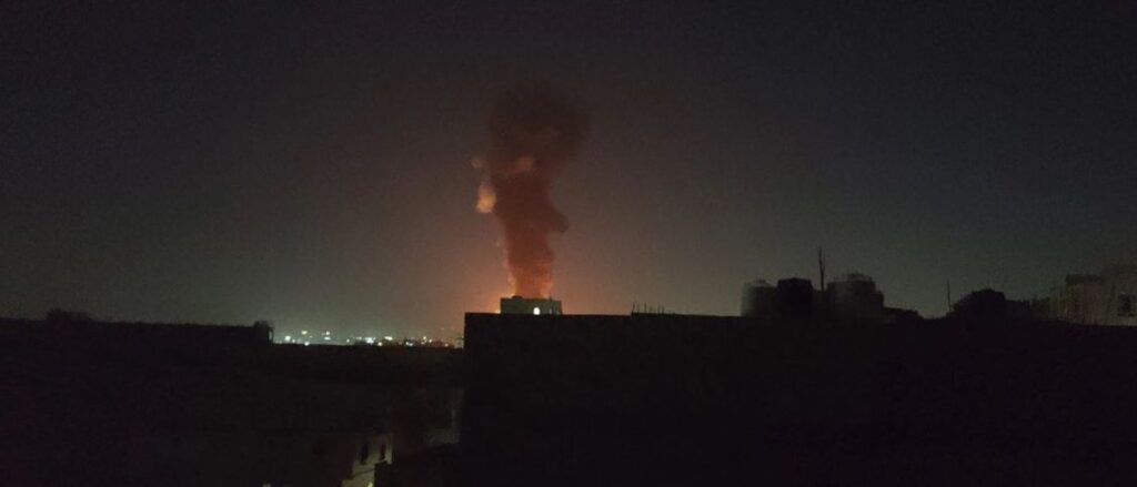 The bombing site of a recent Zionist airstrike. Photo: Hodhod.