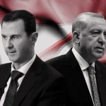 Syrian President Bashar Al-Assad (left) and Turkish President Recep Tayyip Erdogan (right) with their country flags in the background. Photo: The Independent/file photo.