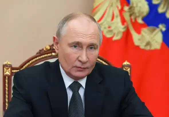 Russian President Vladimir Putin at a meeting of the Russian Security Council. Photo: Vyacheslav Prokofyev.