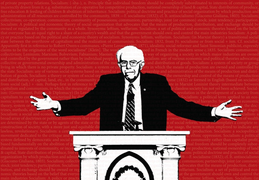 Photo showing US Democratic Party politician Bernie Sanders with his arms extended in a “what to do” gesture, with a red background. Photo: Links/file photo.