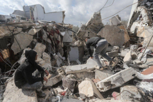 Massive destruction caused by Israeli occupation forces to the town of Burqin, near Jenin. Photo: QNN.