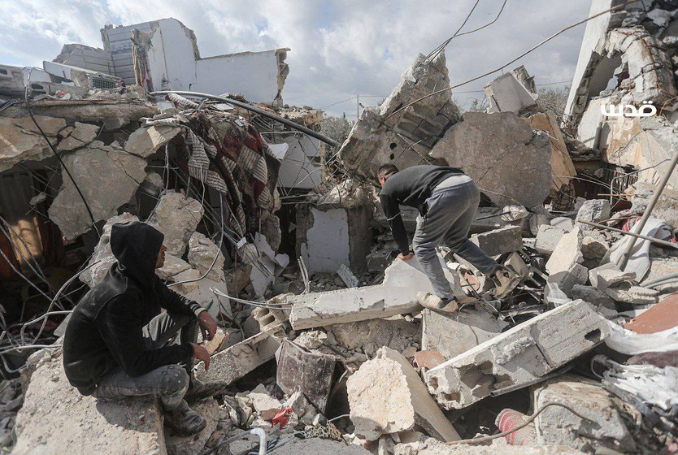 Massive destruction caused by Israeli occupation forces to the town of Burqin, near Jenin. Photo: QNN.