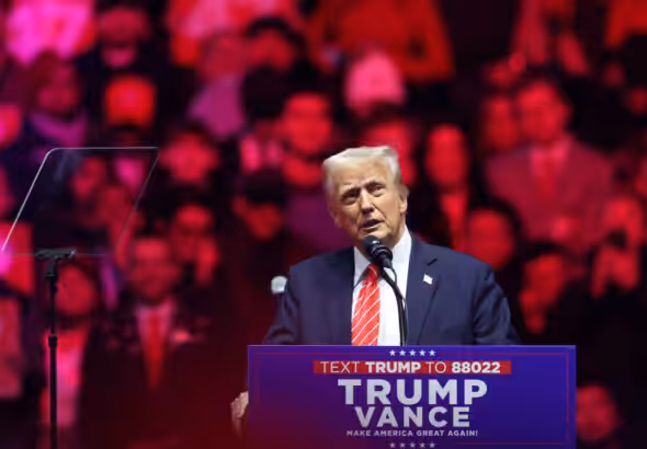 Donald Trump speaks at his victory rally at the Capital One Arena on January 19, 2025, in Washington, DC. Photo: Scott Olson/Getty Images.