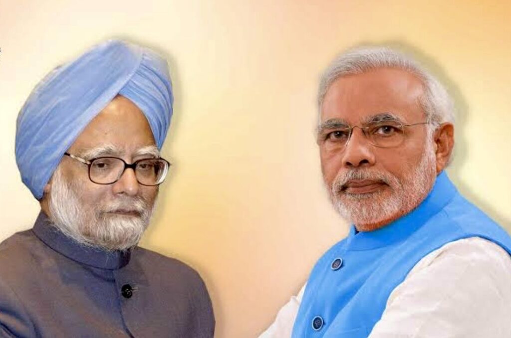 India's former PM Manmohan Singh (Left) and the country's standing PM Narendra Modi (Right). Photo: India Today.