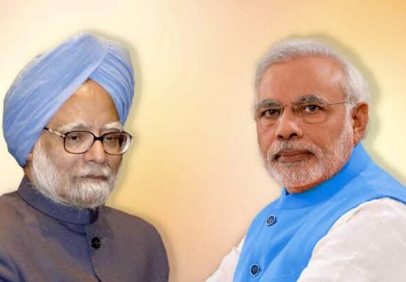 India's former PM Manmohan Singh (Left) and the country's standing PM Narendra Modi (Right). Photo: India Today.