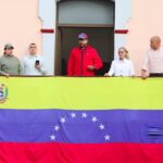 Venezuelan President Nicolás Maduro from the "balcon del pueblo" at Miraflores Palace, addressing those marching to commemorate the 67th anniversary of the ousting of former dictator Marcos Pérez Jiménez, in Caracas, January 23, 2025. Photo: Presidential Press.