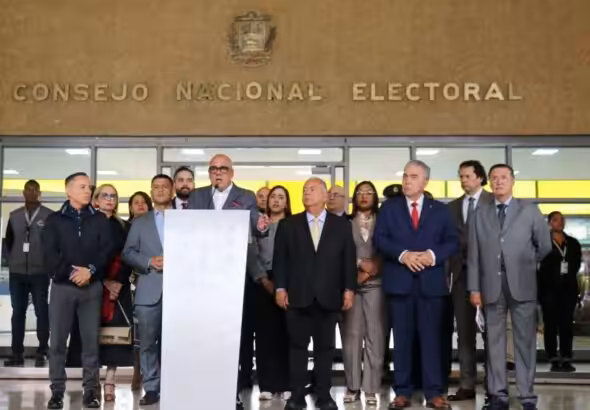 Venezuelan National Assembly President Jorge Rodríguez makes statements after meeting with the electoral authorities on January 17, 2025. Photo: National Assembly of Venezuela.