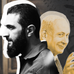 HTS leader Abu Mohammed al-Jolani (left) and president of the Zionist entity, Benjamin Netanyahu. Illustration: MintPress News.