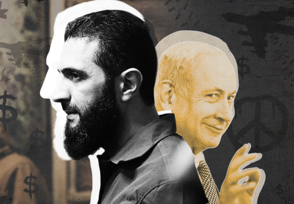 HTS leader Abu Mohammed al-Jolani (left) and president of the Zionist entity, Benjamin Netanyahu. Illustration: MintPress News.