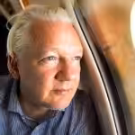 Assange on his flight to freedom from London in June 2024. Photo: X/@wikileaks.