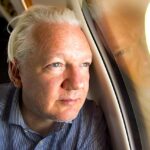 Assange on his flight to freedom from London in June 2024. Photo: X/@wikileaks.