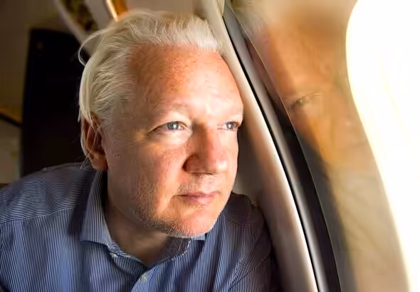 Assange on his flight to freedom from London in June 2024. Photo: X/@wikileaks.