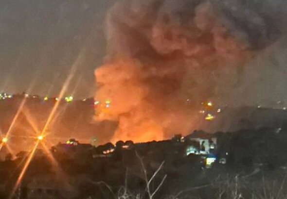 A smoke plume erupts after Israeli airstrikes on Lebanon on January 12, 2025. Photo: social media.