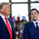 US President-elect Donald Trump and his pick for secretary of State, Marco Rubio, at a campaign rally in November 2024. Photo: Evan Vucci/AP.