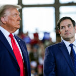 US President-elect Donald Trump and his pick for secretary of State, Marco Rubio, at a campaign rally in November 2024. Photo: Evan Vucci/AP.