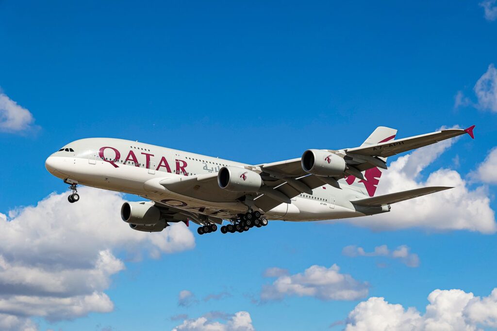 A Qatar Airways flight mid-air. Photo: Qatar Airways.