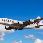 A Qatar Airways flight mid-air. Photo: Qatar Airways.