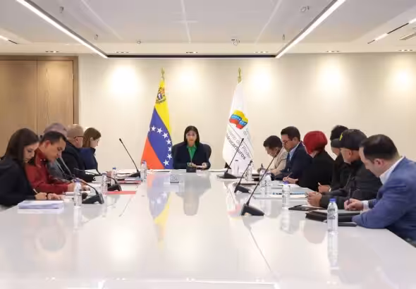 Venezuelan Vice President Delcy Rodríguez chairs the first economic cabinet meeting of 2025, at the Vice Presidency headquarters in Caracas, January 18, 2025. Photo: Venezuelan Vice Presidency.