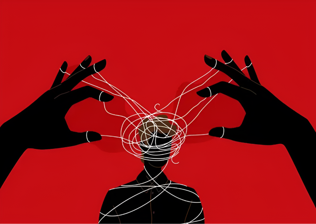 Illustration expressing the human brain controlled by external factors. File photo.