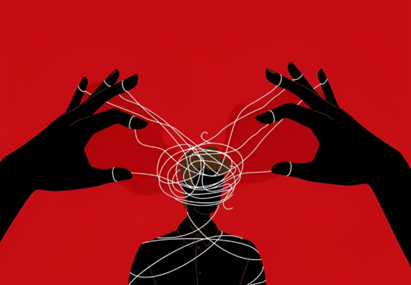 Illustration expressing the human brain controlled by external factors. File photo.