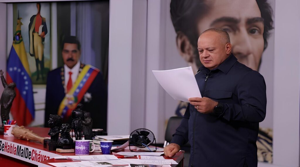 Venezuelan Interior Minister Diosdado Cabello in his television program Con El Mazo Dando. Photo: Primicias Venezuela.
