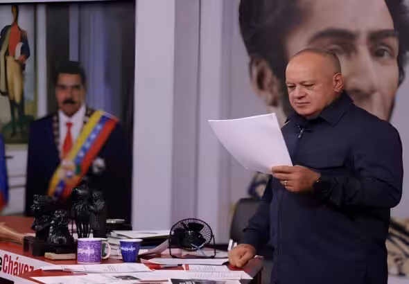 Venezuelan Interior Minister Diosdado Cabello in his television program Con El Mazo Dando. Photo: Primicias Venezuela.