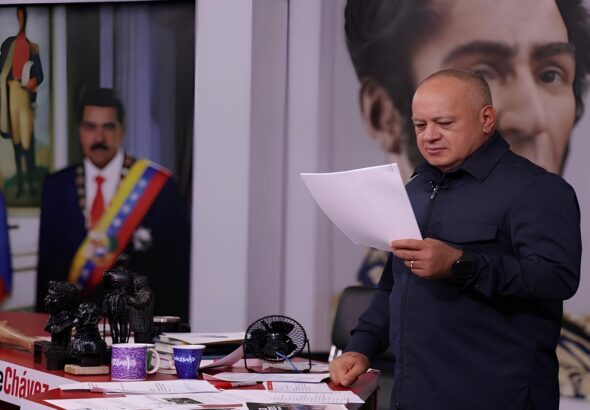 Venezuelan Interior Minister Diosdado Cabello in his television program Con El Mazo Dando. Photo: Primicias Venezuela.