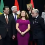 Canadian Minister of Foreign Affairs Chrystia Freeland (middle) stands with her Peruvian counterpart Nestor Francisco Popolizio Bardales (front left) Argentina’s Jorge Marcelo Faurie (front right), British Minister Responsible for the Americas and Europe Alan Duncan (middle back left) and United States Ambassador to Canada Kelly Craft (middle back right) during the 10th ministerial meeting of the Lima Group in Ottawa on Monday, Feb. 4, 2019. Photo: Sean Kilpatrick/Canadian Press/file photo.