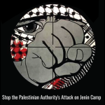 “Stop the Palestinian Authority’s Attack on Jenin Camp”: from the Black September posters. Original poster by artist Mark Rudin (Jihad Mansour), 1980, from the Palestine Poster Archive.
